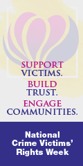 Vertical banner in English to promote the National Crime Victims' Rights Week