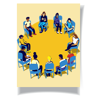 A group of people sitting in a circle