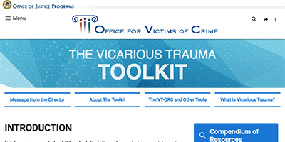 screenshot of Vicarious Trauma Toolkit website homepage